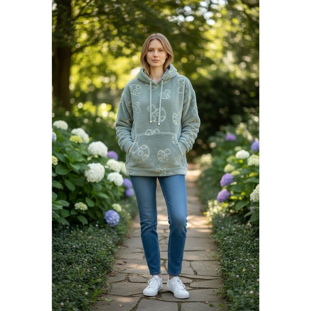 Plant Heart Women's Mushroom Hoodie Size Small Soft‎ Sage, Green Cozy Pullover